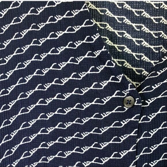 Minimum Chain Print V Neck Navy Button Down - Picture 4 of 6